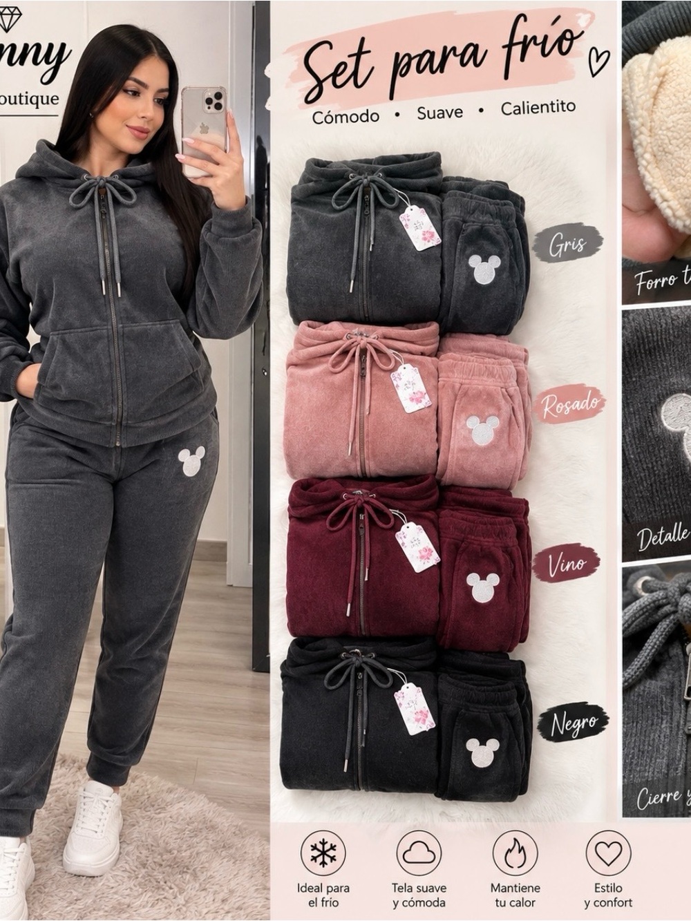 Cozy Fleece Women's Jogger Set - Gray Hooded Sweatshirt & Pants